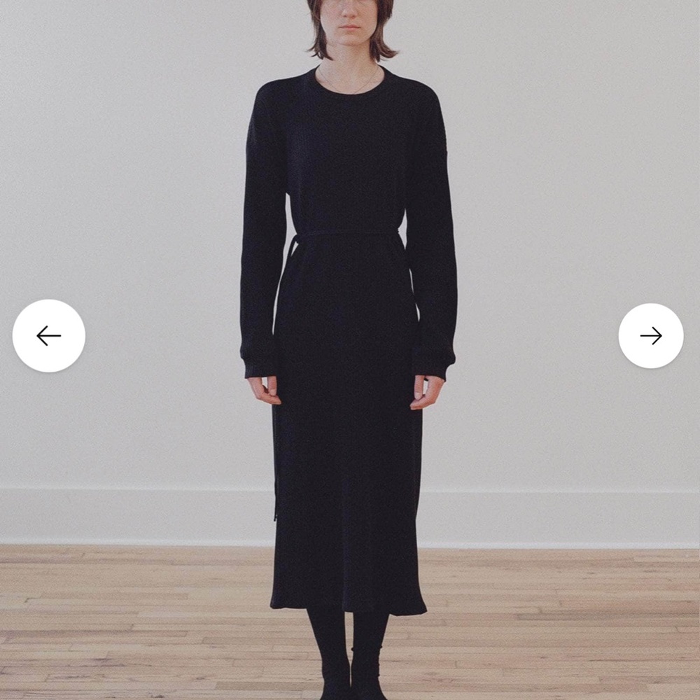 Baserange Black Ribbed Organic Cotton Wrap Dress